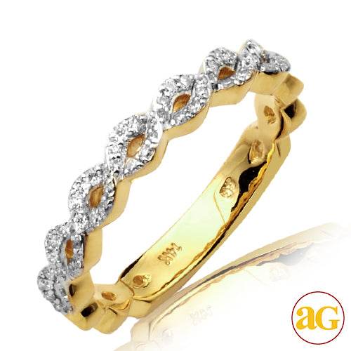 14KY 0.25CTW DIAMOND TWISTED DESIGN STACKABLE BAND - Norma's Jewelry