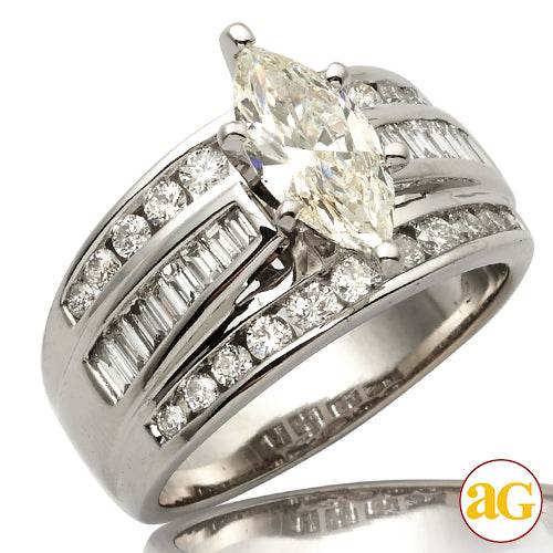 14KW 2.03CTW DIAMOND BRIDAL RING [1.03CT MQ - J SI - Norma's Jewelry