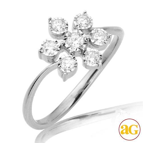 14KW 0.30CTW DIAMOND ILLUSION SET FLOWER SHAPED - Norma's Jewelry