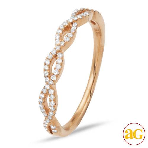 18KR 0.20CTW DIAMOND TWISTED DESIGN STACKABLE BAND - Norma's Jewelry