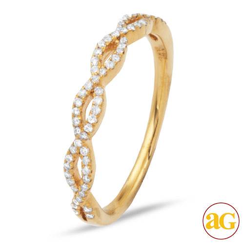 14KY 0.20CTW DIAMOND TWISTED DESIGN STACKABLE BAND - Norma's Jewelry