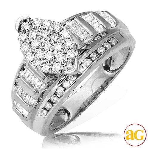 10KW 1.00CTW DIAMOND MARQUISE SHAPED CINDERELLA RI - Norma's Jewelry