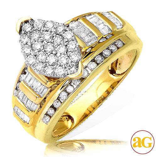 10KY 1.00CTW DIAMOND MARQUISE SHAPED CINDERELLA RI - Norma's Jewelry