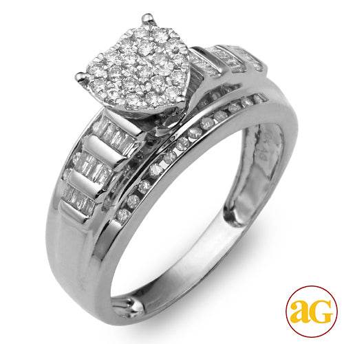 10KW 0.50CTW DIAMOND HEART SHAPED CINDERELLA RING - Norma's Jewelry