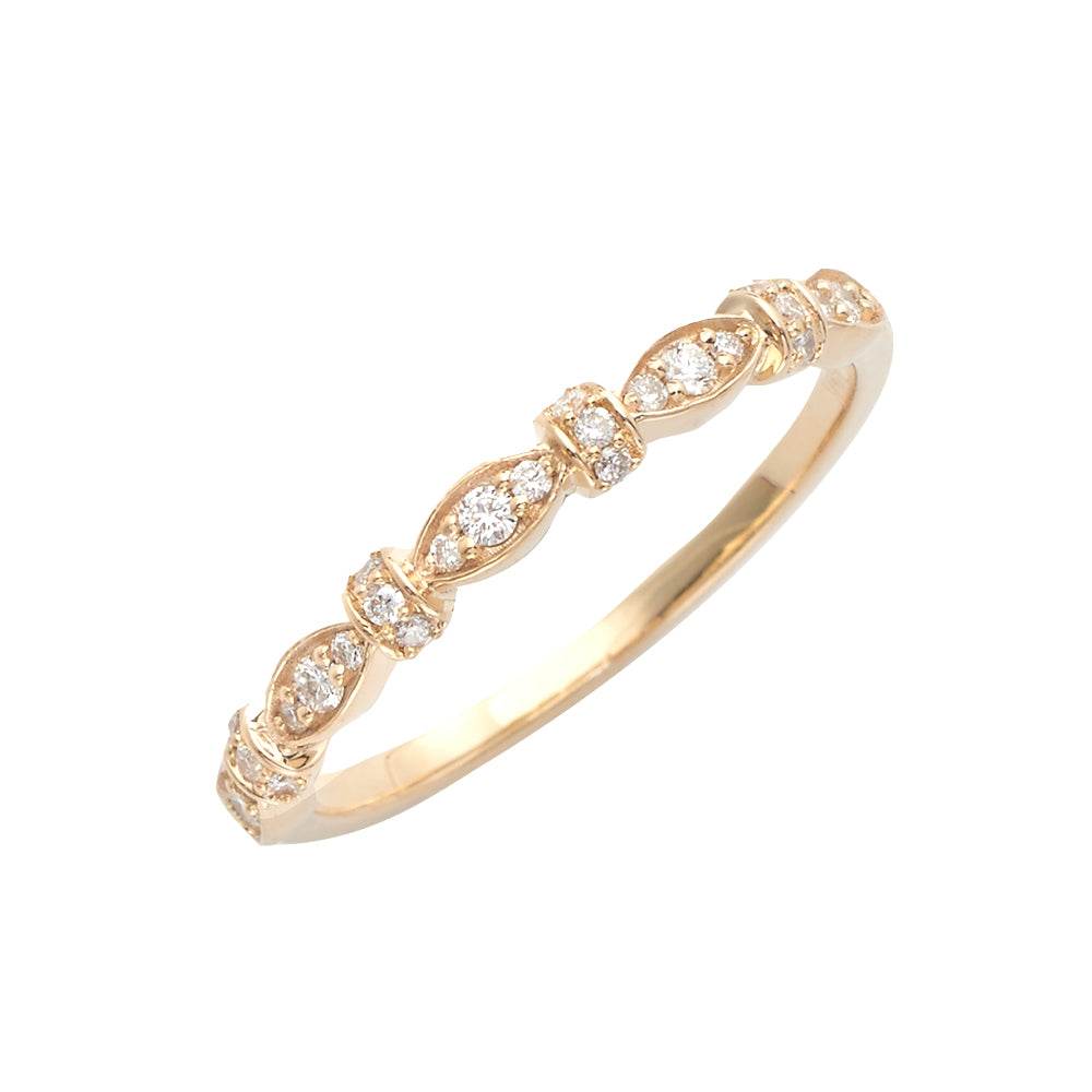 14KY 0.15CTW DIAMOND STACKABLE BAND - LEAF - Norma's Jewelry