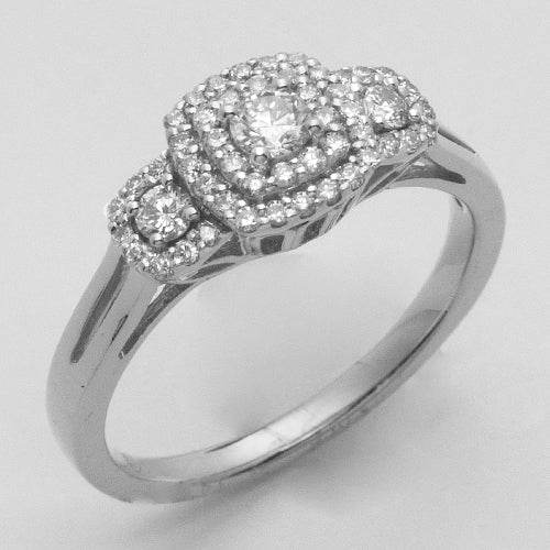 14KW 0.50CTW DIAMOND 3-STONE RING - DOUBLE SQUARE - Norma's Jewelry