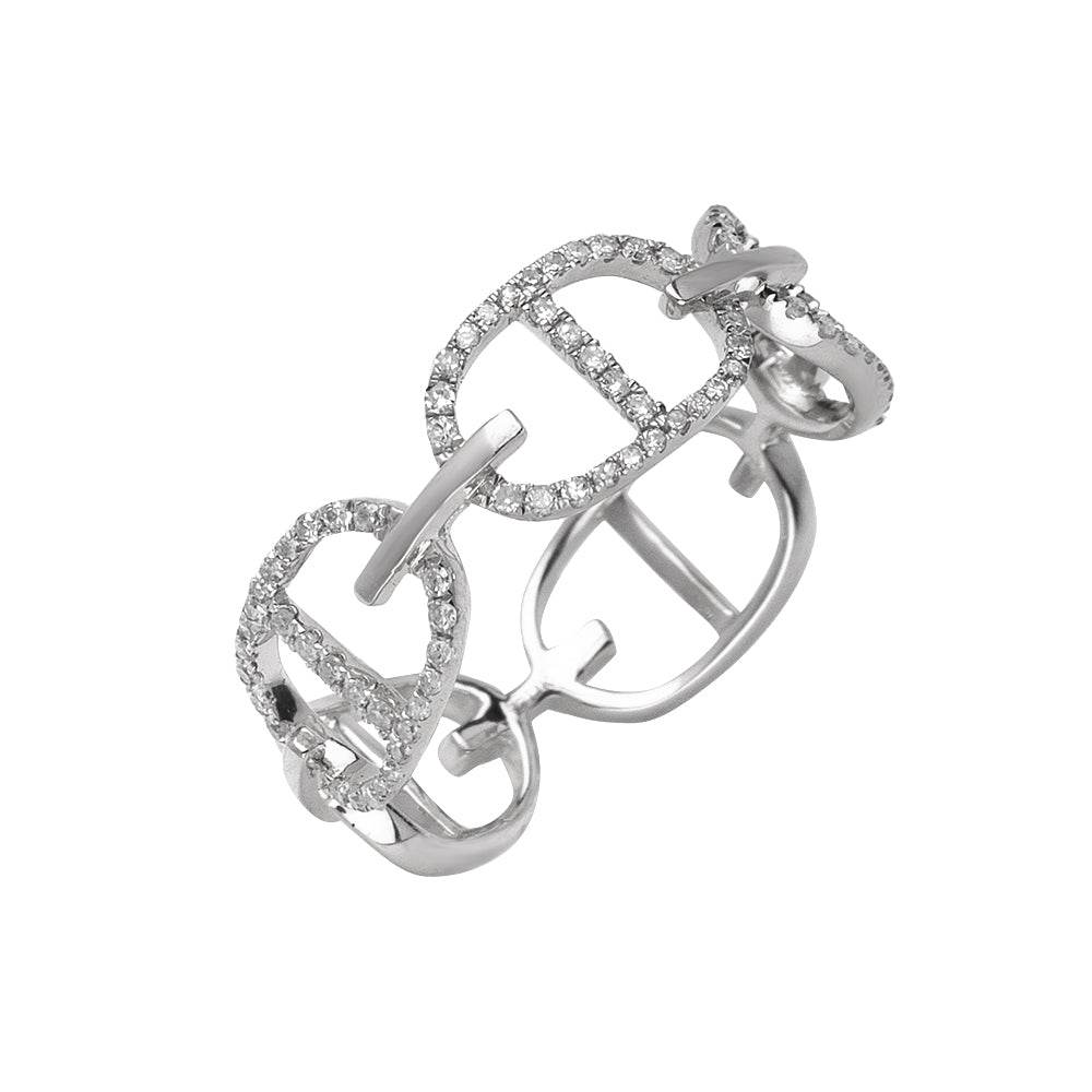 14KW 0.25CTW DIAMOND GUCCI LINK DESIGNER RING - Norma's Jewelry