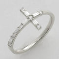 14KW 0.35CTW BAGUETTE DIAMOND SIDEWAYS CROSS RING - Norma's Jewelry