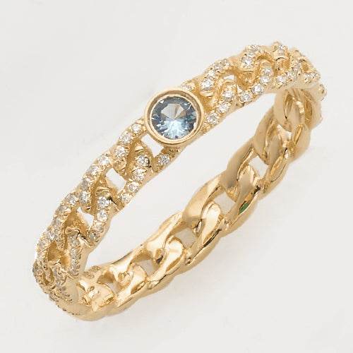 14KY 0.25CTW DIAMOND CUBAN BAND WITH BEZEL SET - Norma's Jewelry