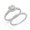 14KW 0.55CTW DIAMOND SQUARE CLUSTER BRIDAL SET - Norma's Jewelry