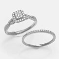 14KW 0.60CTW DIAMOND SQUARE CLUSTER BRIDAL SET - Norma's Jewelry