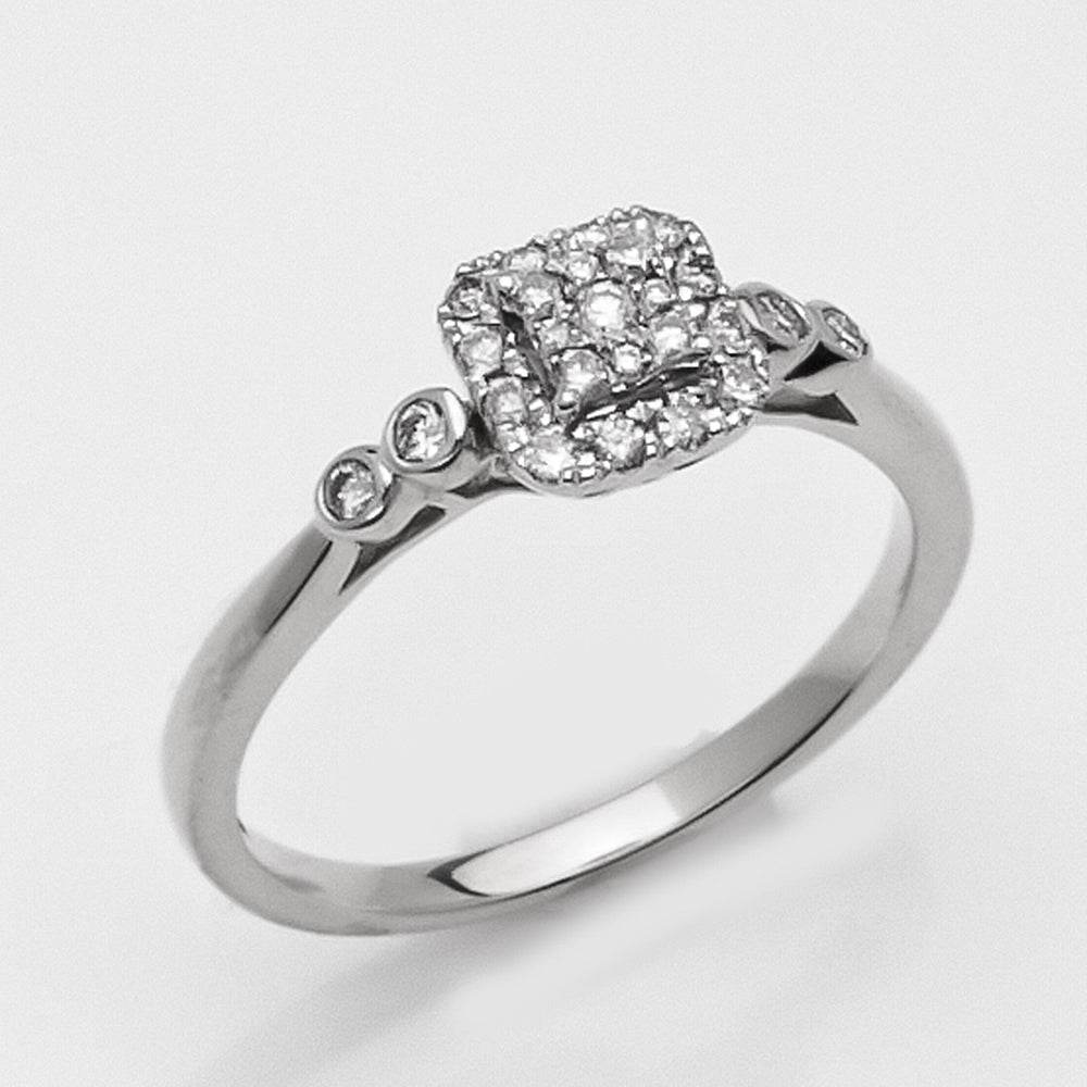 14KW 0.25CTW DIAMOND SQUARE CLUSTER LADIES RING - Norma's Jewelry