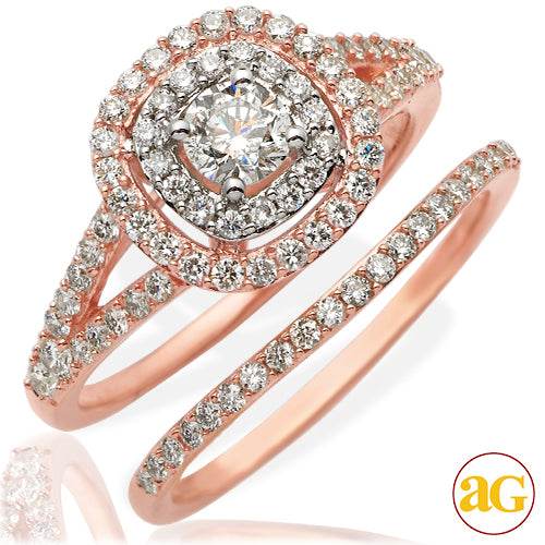 14KR 1.00CTW DIAMOND BRIDAL SET - DOUBLE ROUNDED - Norma's Jewelry