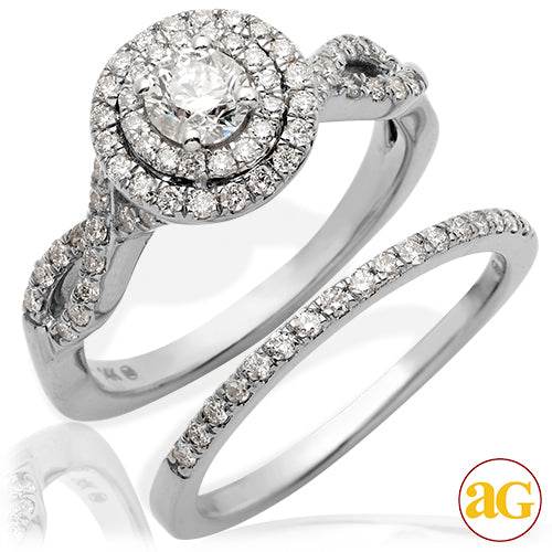 14KW 1.05CTW DIAMOND BRIDAL SET - DOUBLE ROUND - Norma's Jewelry