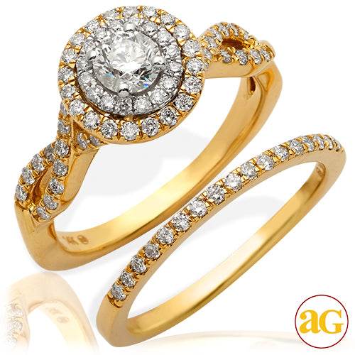 14KY 1.05CTW DIAMOND BRIDAL SET - DOUBLE ROUND - Norma's Jewelry