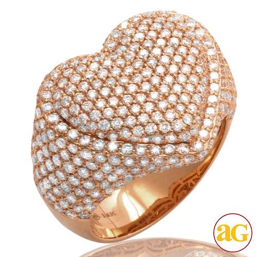 14KR 3.00CTW DIAMOND BUBBLE HEART RING - Norma's Jewelry