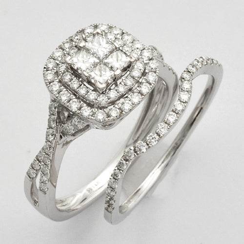 14KW 1.10CTW PRINCESS DIAMOND QUAD HEAD BRIDAL SET - Norma's Jewelry