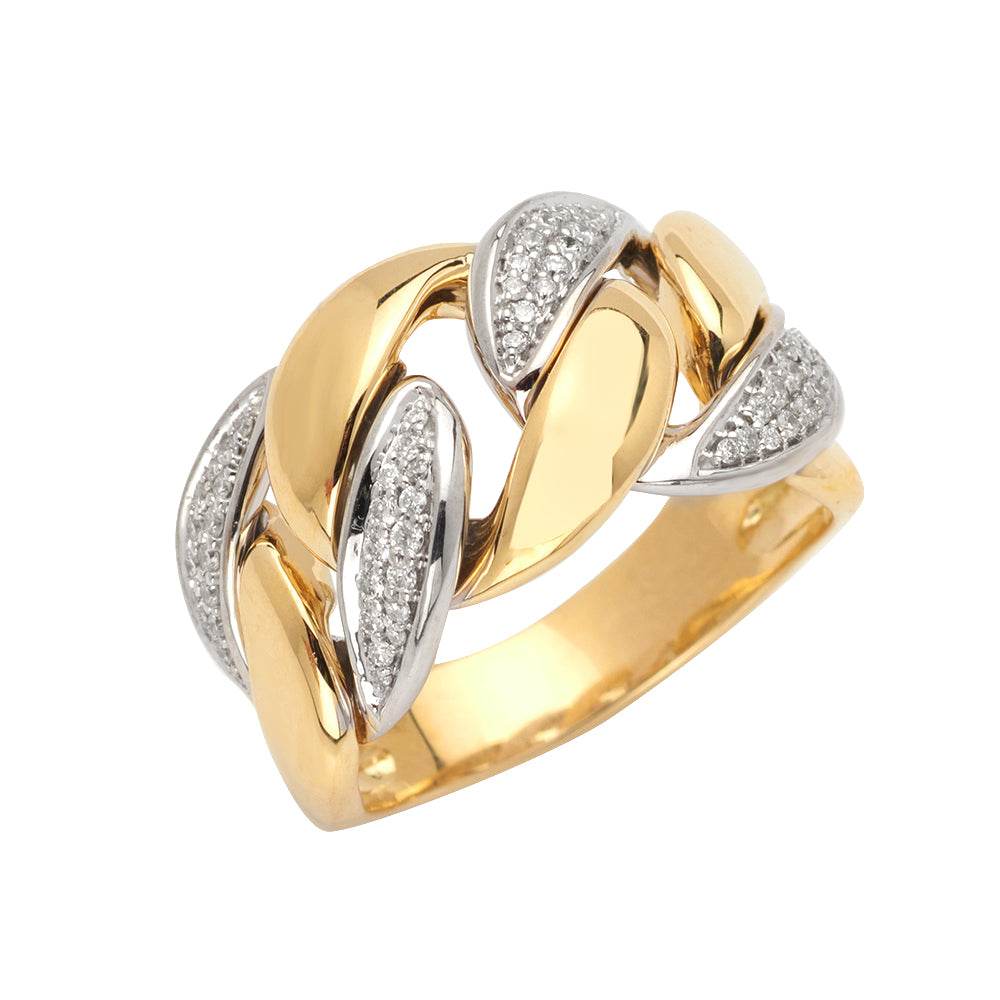 14KY+W 0.35CTW DIAMOND MIAMI CUBAN LADIES RING - Norma's Jewelry