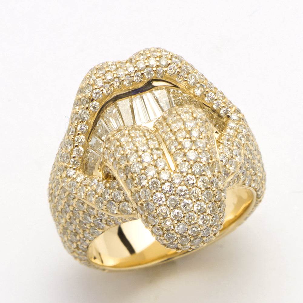 14KY 4.50CTW BAGUETTE DIAMOND MOUTH RING - TONGUE - Norma's Jewelry