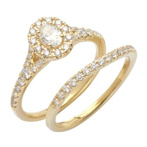 14KY 1.00CTW OVAL DIAMOND BRIDAL SET - SINGLE HALO - Norma's Jewelry