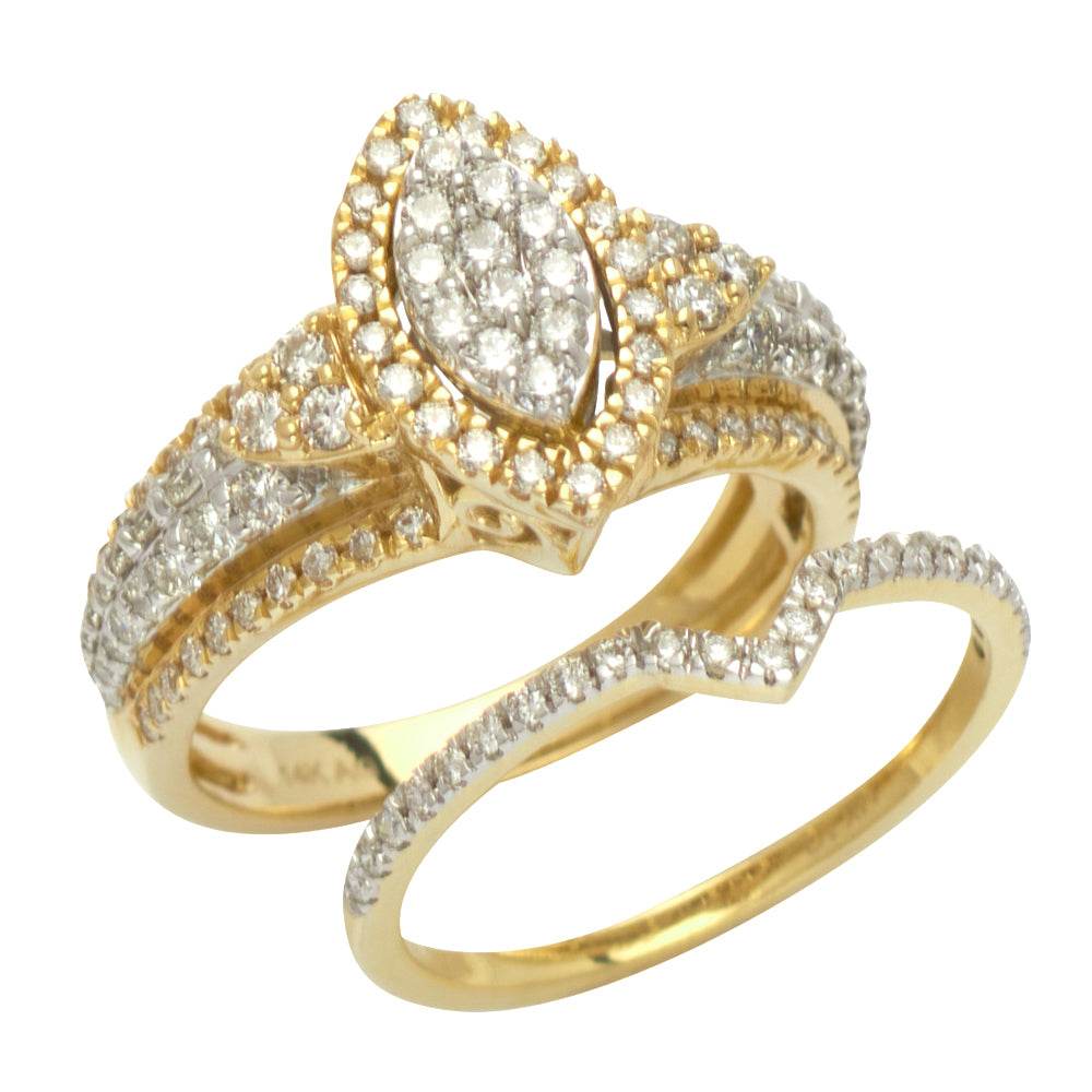 14KY 1.25CTW DIAMOND MARQUISE HEAD BRIDAL SET - Norma's Jewelry