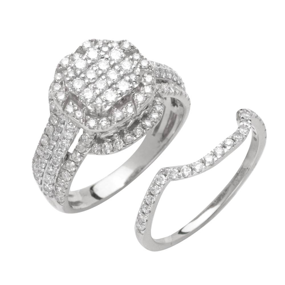 14KW 1.50CTW DIAMOND SQUARE HEAD BRIDAL SET - Norma's Jewelry