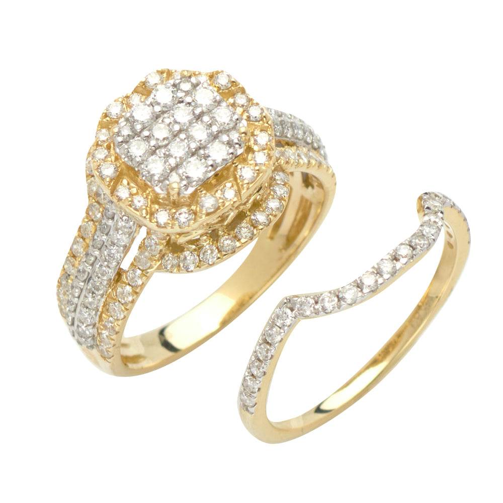 14KY 1.50CTW DIAMOND SQUARE HEAD BRIDAL SET - Norma's Jewelry