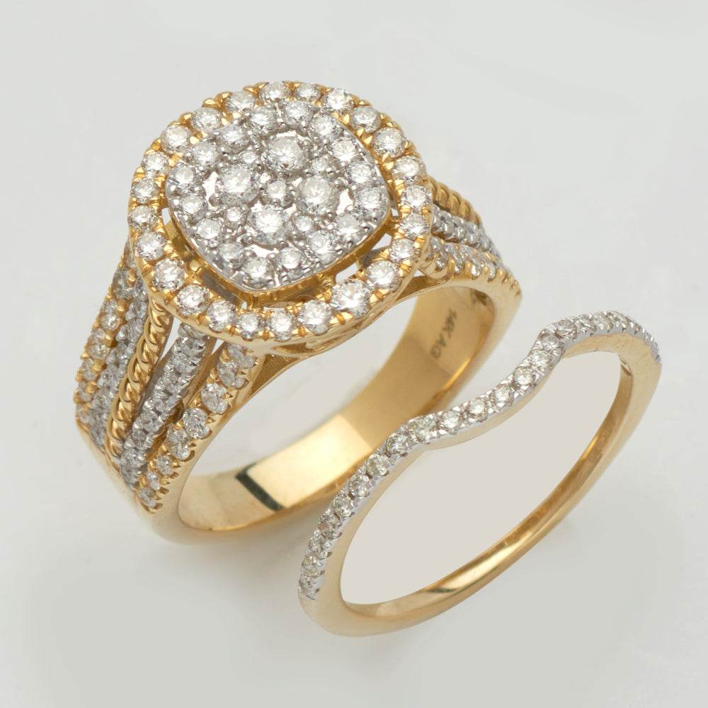 14KY 1.60CTW DIAMOND ROUND BRIDAL SET - Norma's Jewelry
