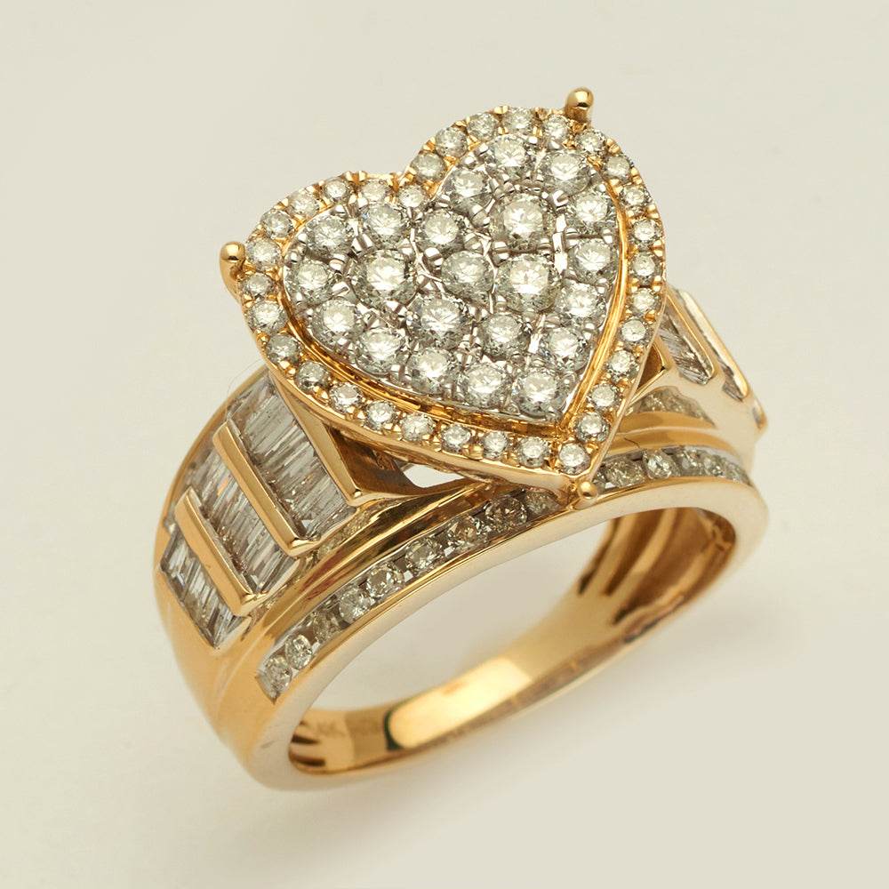 14KY 1.80CTW DIAMOND HEART CLUSTER RING - Norma's Jewelry