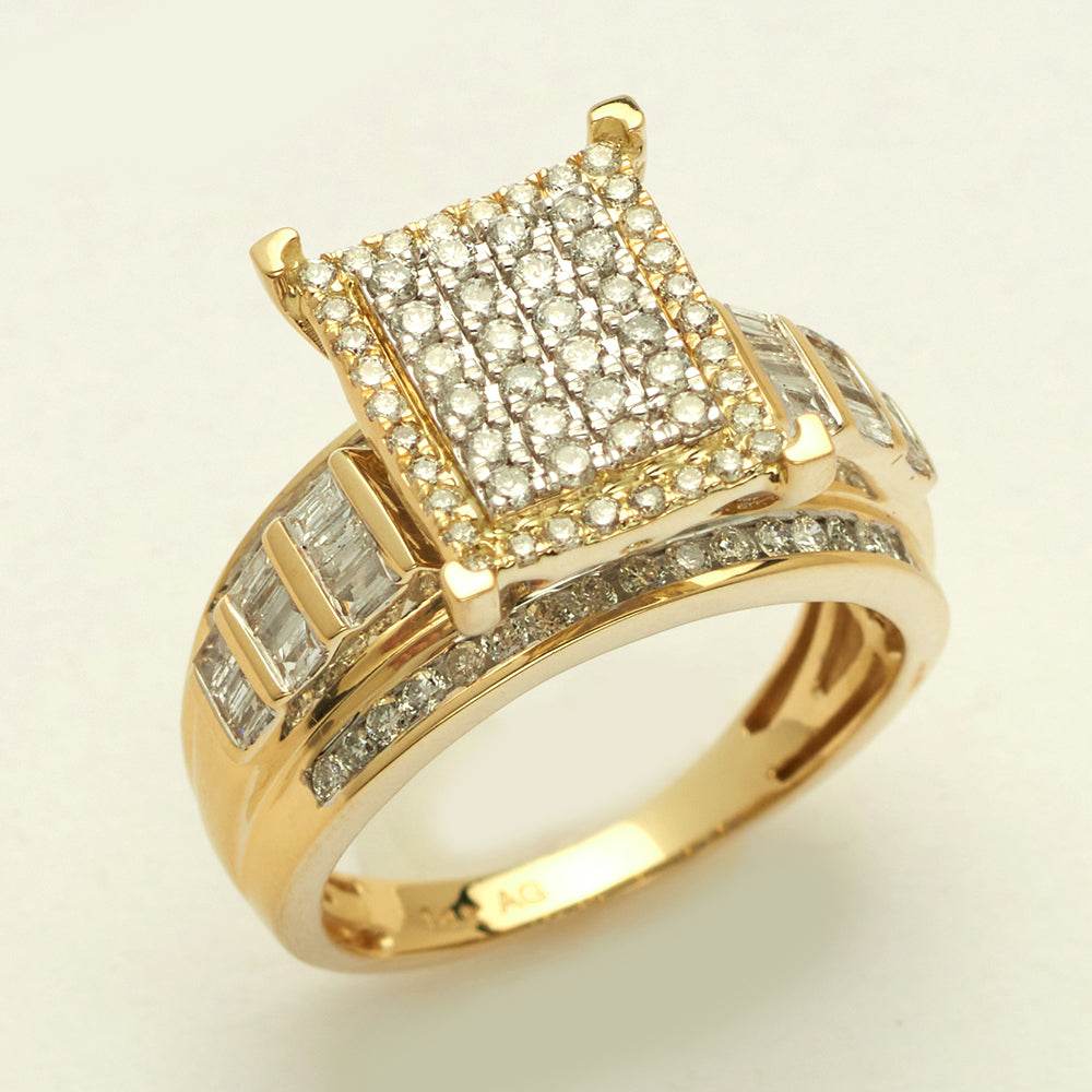 14KY 1.00CTW DIAMOND RECTANGLE CLUSTER RING - Norma's Jewelry