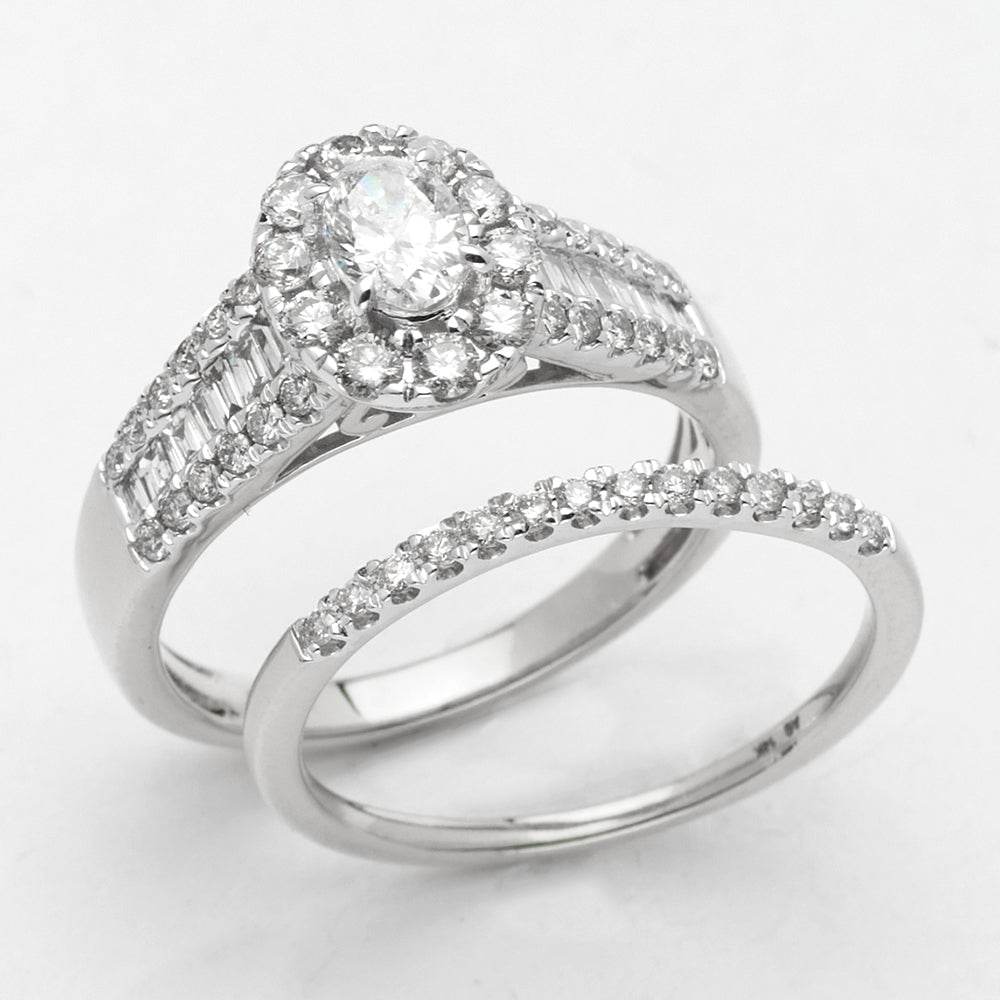 14KW 1.35CTW OVAL DIAMOND BRIDAL SET - SINGLE HALO - Norma's Jewelry