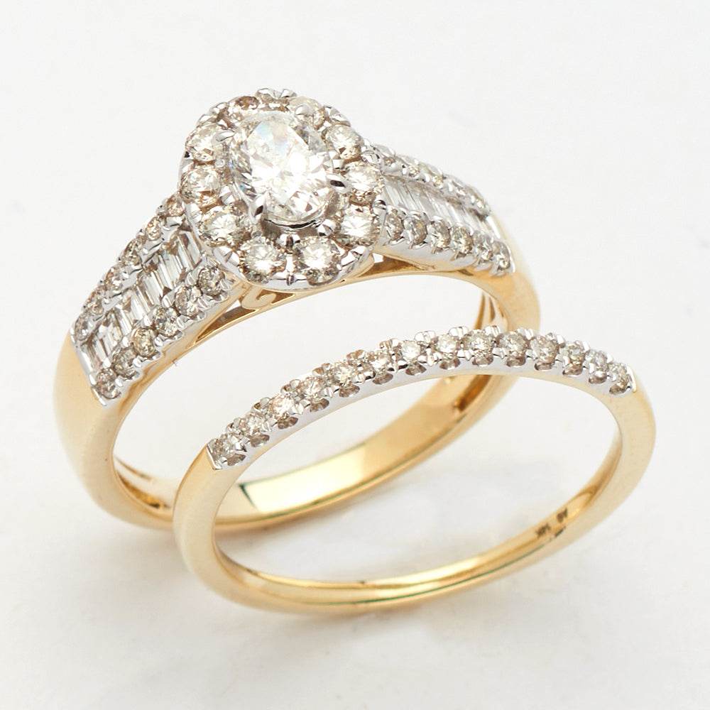 14KY 1.35CTW OVAL DIAMOND BRIDAL SET - SINGLE HALO - Norma's Jewelry
