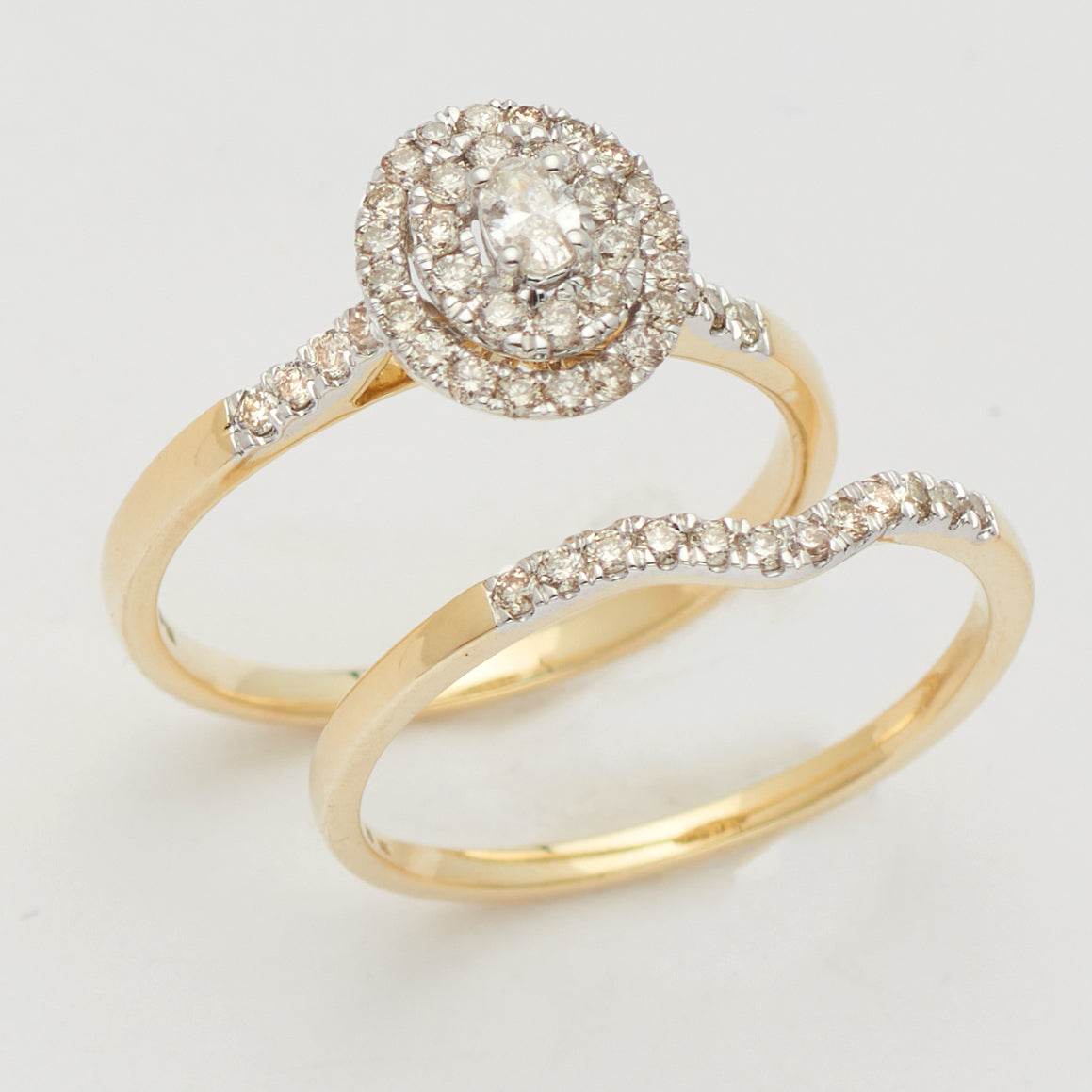 14KY 0.50CTW OVAL DIAMOND BRIDAL SET - DOUBLE OVAL - Norma's Jewelry