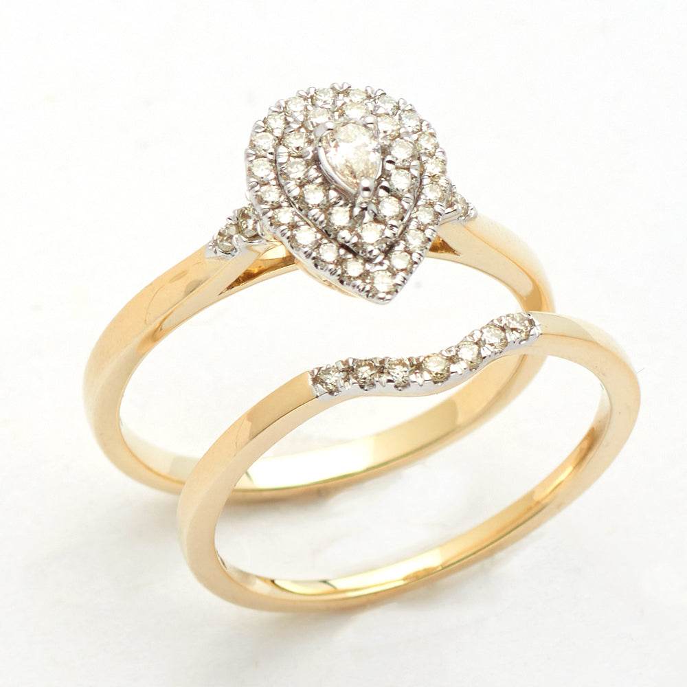 14KY 0.45CTW PEAR DIAMOND BRIDAL SET - DOUBLE PEAR - Norma's Jewelry