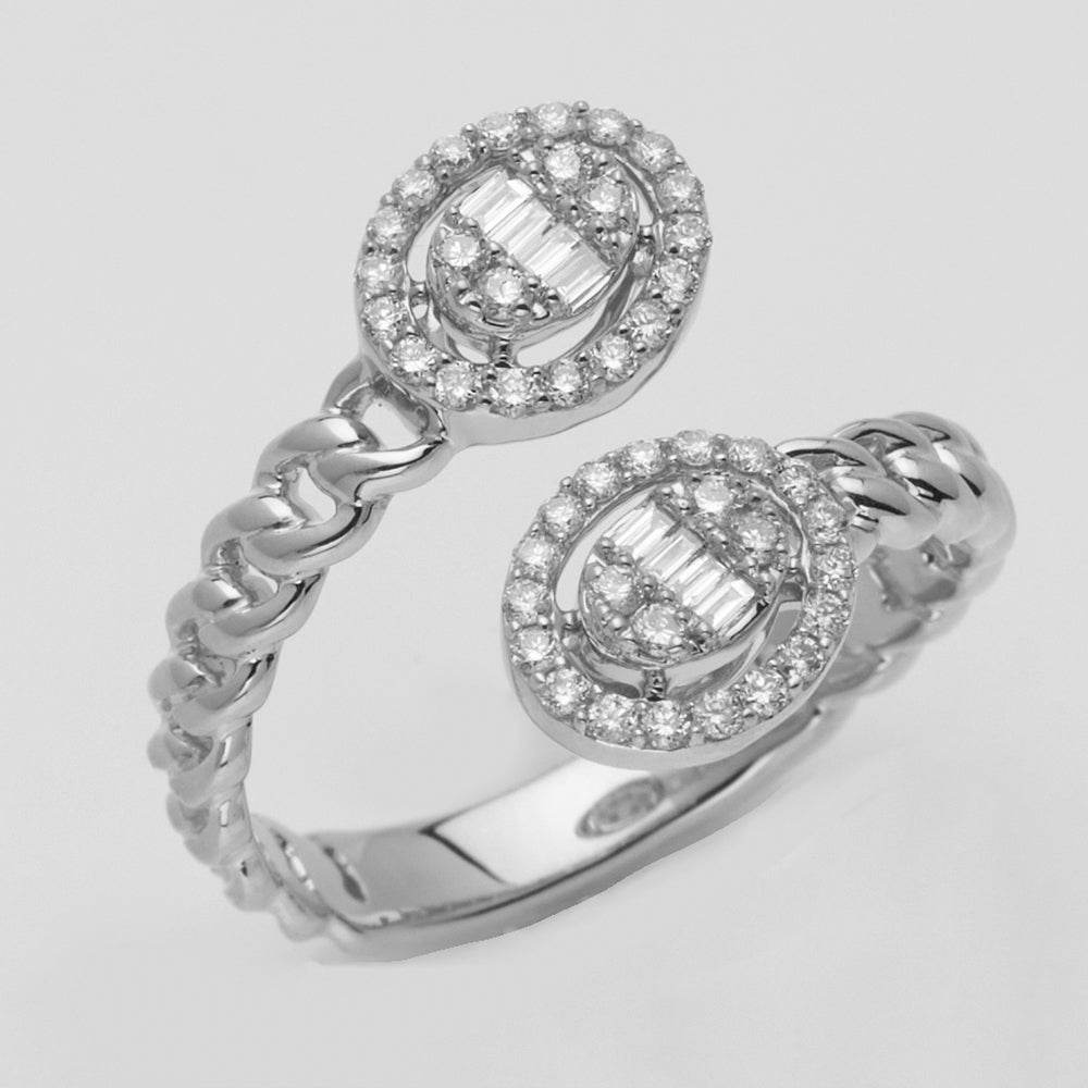 14KW 0.35CTW BAGUETTE DIAMOND OPEN CUFF RING - Norma's Jewelry