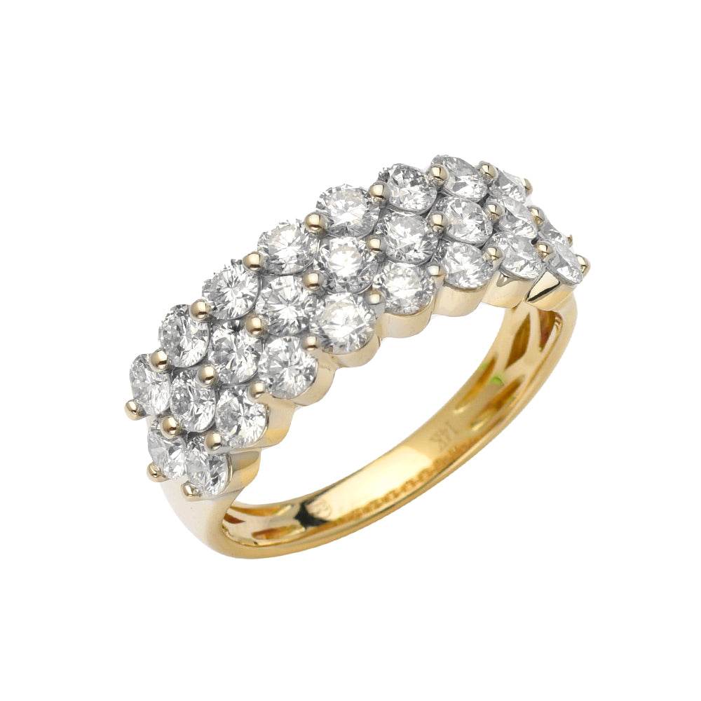 14KY 2.10CTW ROUND DIAMOND 3ROW LADIES RING - Norma's Jewelry