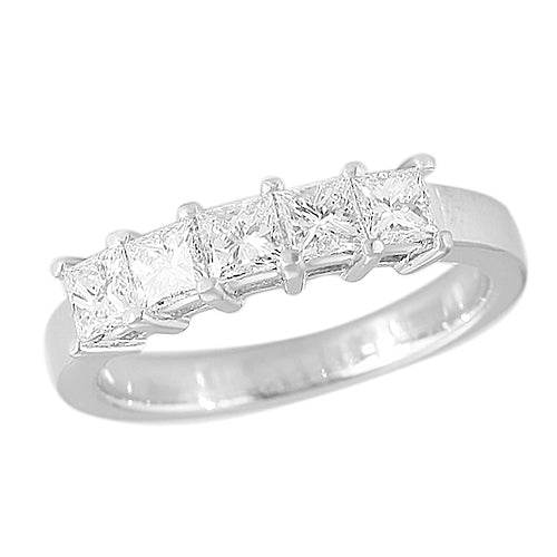 14KW 1.00CTW 5 STONE DIAMOND PRINCESS BAND - Norma's Jewelry
