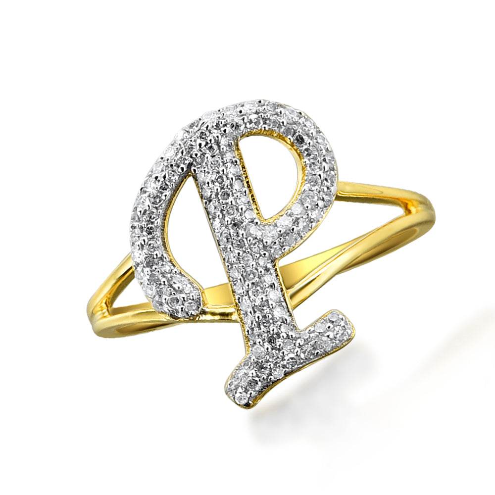 14KY 0.25CTW DIAMOND INITIAL RING - Norma's Jewelry