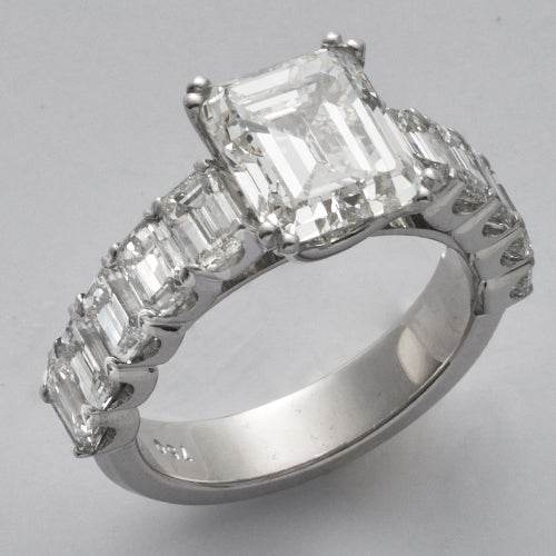 18KW 6.43CTW EMERALD CUT DIAMOND BRIDAL RING - Norma's Jewelry