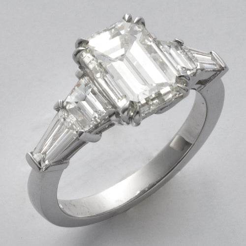 18KW 4.12CTW EMERALD CUT DIAMOND BRIDAL RING - Norma's Jewelry