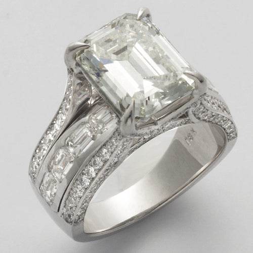 18KW 6.70CTW ROUND & EMERALD CUT DIAMOND BRIDAL - Norma's Jewelry