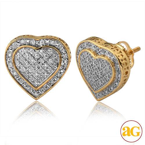 10KY 0.15CTW DIAMOND 3-D HEART SHAPED EARRINGS - Norma's Jewelry