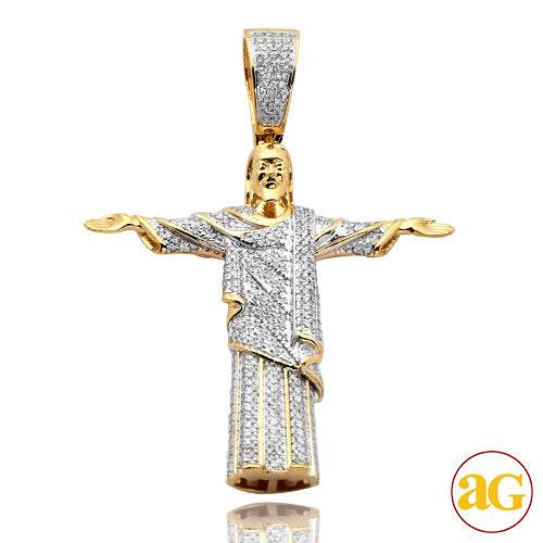 10KY 0.80 CTW DIAMOND BRAZILIAN JESUS PENDANT - Norma's Jewelry