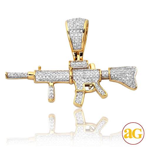 10KY 0.65CTW DIAMOND 'AR-15' GUN PENDANT - Norma's Jewelry