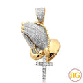 10KY 1.00CTW DIAMOND PRAYING HANDS PENDANT WITH - Norma's Jewelry