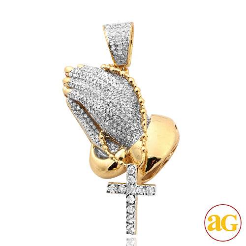 10KY 1.00CTW DIAMOND PRAYING HANDS PENDANT WITH - Norma's Jewelry