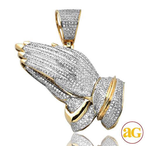 10KY 1.50CTW DIAMOND PRAYING HANDS PENDANT - Norma's Jewelry