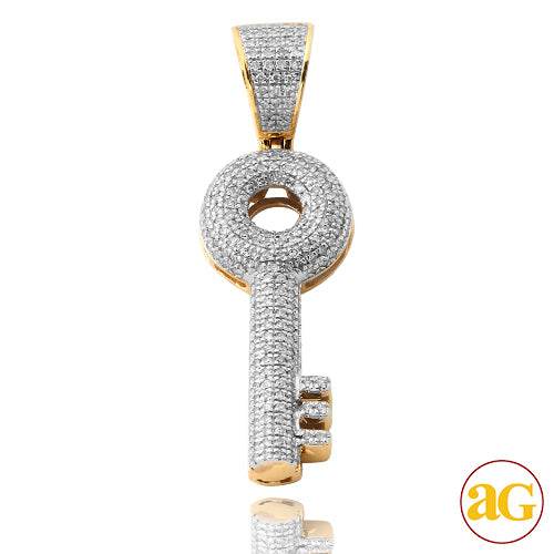 10KY 0.55CTW DIAMOND ROUNDED KEY PENDANT - Norma's Jewelry