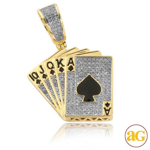 10KY 0.50CTW DIAMOND PLAYING CARDS PENDANT - Norma's Jewelry