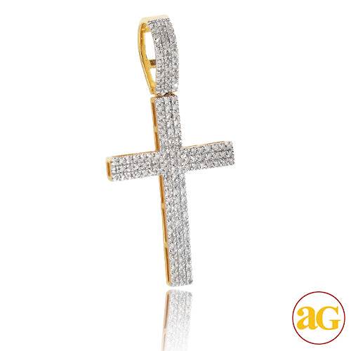 10KY 0.40CTW DIAMOND FLAT MICRO PAVE CROSS PENDANT - Norma's Jewelry